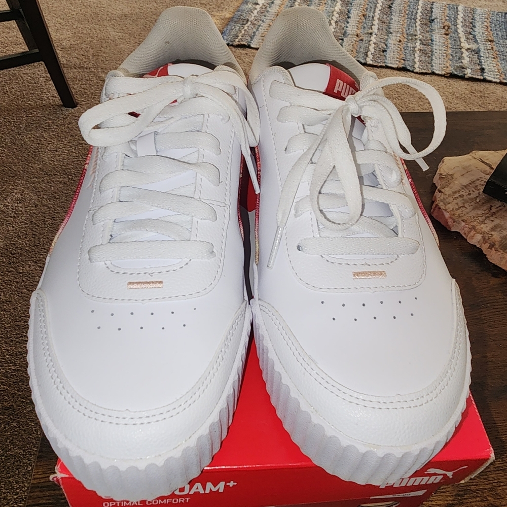 Womens Puma Sz10 Soft Foam White/Pink/Rose Sneakers